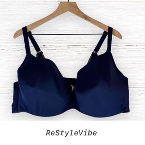 CACIQUE Bra Size 46DDD Lightly Lined Balconette Underwire Adjustable Straps Blue